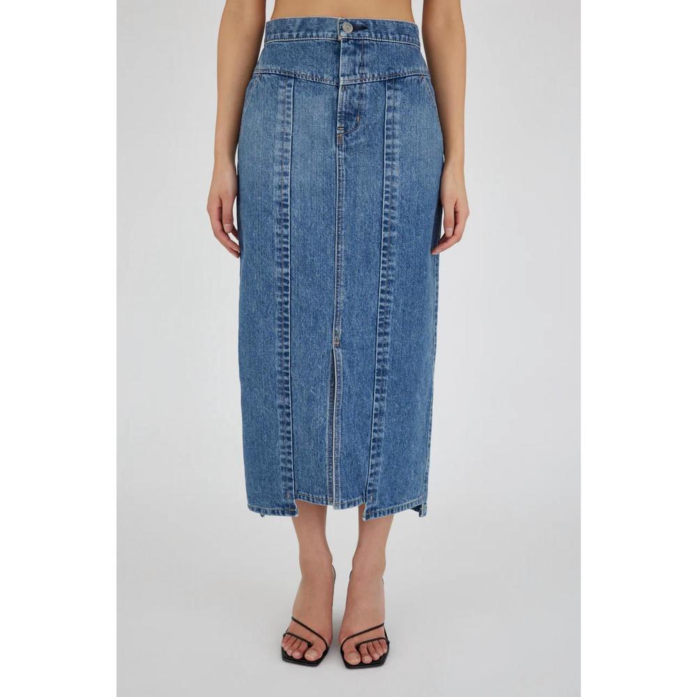 NEW MOUSSY clovernook tight midi skirt in blue